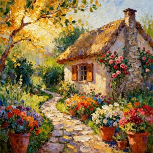 english cottage flower garden in summertime